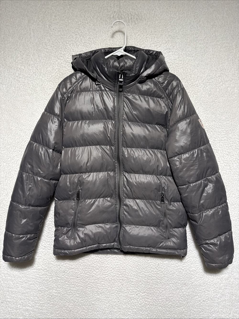 GUESS Puffer Jacket Removable Hood, Men's Size M Gray, MSRP $225